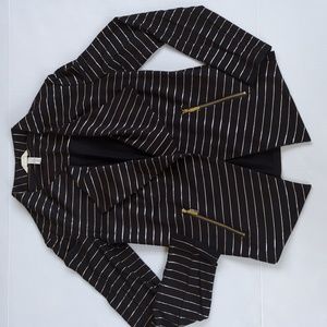 Soma Striped Waterfall Open Front Cardigan Blazer S Black Gold